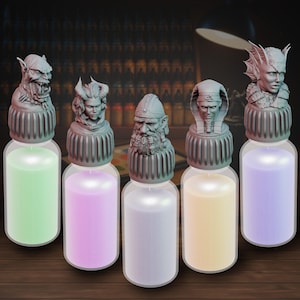 Bottlecaps | DnD Species Set | Replacement Toppers | Vallejo | Army Painter | Dropper Bottle | Miniature Painting | Color Coding | Bundle