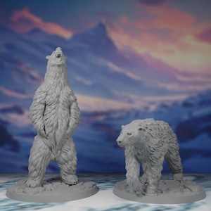 Polar Bears Miniature Pack | Arctic Bear | Bear Miniatures | Druid Wildshape | Pack | Set | Bundle | DnD | Pathfinder | TTRPG | 3D Printed