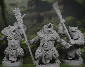 Pakiet miniatur Lizardfolk Brutes: Lizardmen Brute, Barbarian, Thug do DnD i innych gier RPG