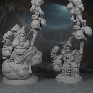 Goblin Shaman Miniatures | Fungal Alchemists | Mushroom Mages | Druids | Pack | Set | Bundle | DnD | Pathfinder | TTRPG Minis | 3D Printed