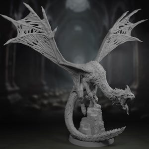 Undead Blue Dragon Miniature | Zombie Dragon Mini | Dracolich | Huge | Tabletop | RPG | 3D Printed | Resin