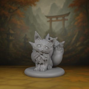 Kitsune Miniature | Fox with Many Tails Mini | Japanese Lore Inspired Figure | Familiar | Tabletop | RPG | DnD | 3D Printed