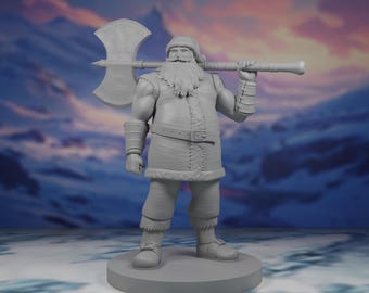 Santa Barbarian Miniature: Figurka o tematyce świątecznej do DnD, Pathfinder i innych gier RPG