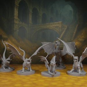 Chromatic Wyrmling Miniatures | Baby Dragon Minis | RPG Miniature Pack | Tabletop Figures Set | TTRPG Bundle | 3D Printed | Resin