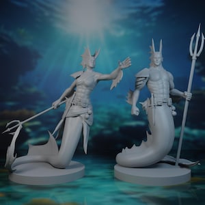 Merfolk Miniature Pack | Female Merfolk Mini | Male Merfolk Figure | Tabletop | RPG | DnD | Pathfinder | 3D Printed | Resin