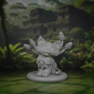 Baby Displacer Kitten Miniature | Cute Familiar Model | Little Cat Companion | Wild Animal Mini | Young Beast | DnD |  Tabletop | 3D Printed