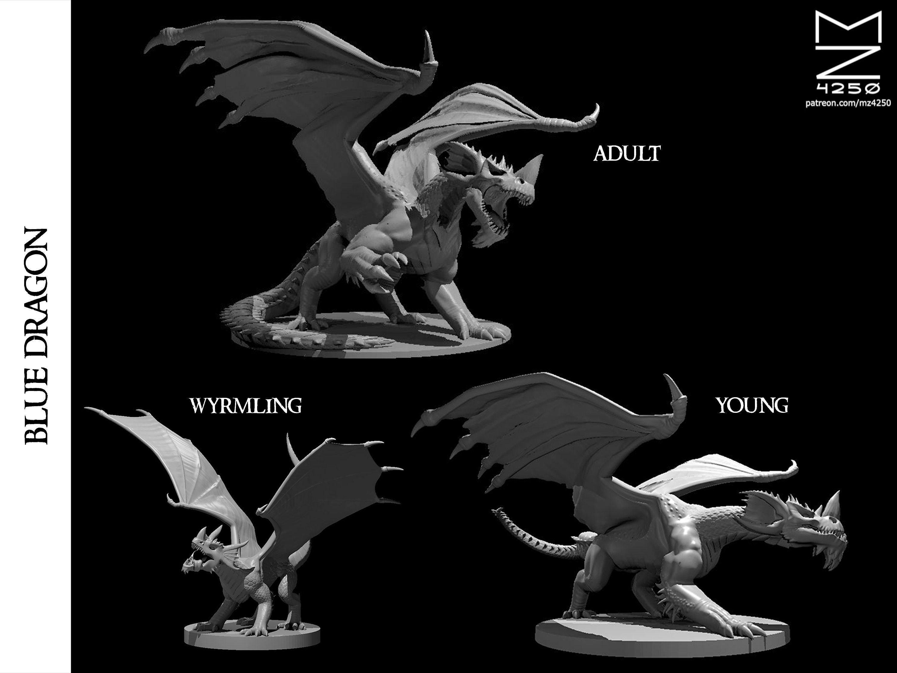 Blue Dragon Miniatures - Available as Wyrmling, Young and Adult Dragon