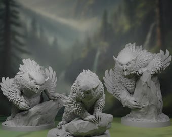 Pack de miniaturas de poses de roca de Owlbear para D&D y otros juegos de rol