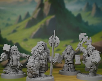 Dwarf Unit Miniature Pack: Battle Maidens do DnD i innych gier RPG