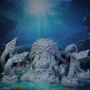 The Kraken Miniature | Giant Sea Monster Mini | Kraken with Tentacle Models | Tabletop | RPG | DnD | Pathfinder | 3D Printed | Resin