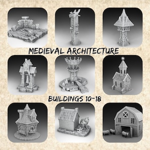 Medieval Architecture Set: Buildings #10-18 - STL digital download