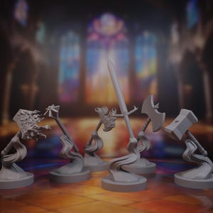 Spirituele wapenminiaturenset: vliegend zwaard enz. voor DnD, Pathfinder en andere RPG's