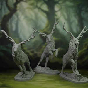 Stag Miniatures | Animal | Forest | Stag | Elk | Moose | Elf | Miniature Pack | Set | Bundle | DnD | Pathfinder | TTRPG | 3D Printed | Resin