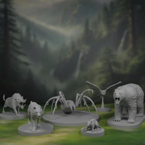 Druida de los Bosques Formas Salvajes: Pack de miniaturas de animales del bosque para D&D, Pathfinder y otros juegos de rol