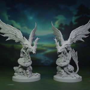 Fae Dragon Miniatures | Fox Head Feary Dragon Mini | Salamander Head Fey Dragon Model | Tabletop | RPG | DnD | Pathfinder | 3D Printed