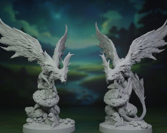 Fae Dragon Miniatures | Fox Head Feary Dragon Mini | Salamander Head Fey Dragon Model | Tabletop | RPG | DnD | Pathfinder | 3D Printed