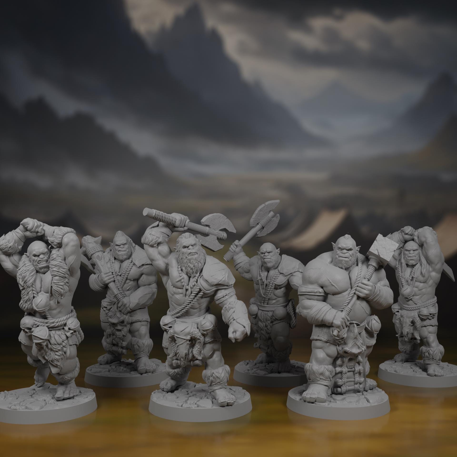 Orc Soldier Miniatures | Half-Orc | Warband | Barbarian | Fighter | Warrior | Miniature Pack | Set | Bundle | DnD | Pathfinder | TTRPG