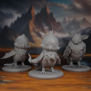 Baby Monster Birds Miniature Pack: Cockatrice, Perython, Phoenix Mini för DnD, Pathfinder och andra RPG:er