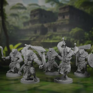 リザードフォーク戦士ミニチュアパック | リザードマン歩兵ミニチュアセット | リザードマン戦闘機モデルバンドル | テーブルトップ | RPG | DnD | パスファインダー