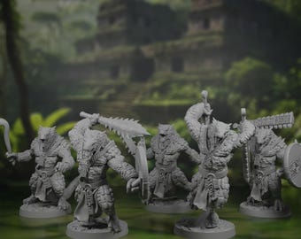 Pakiet miniaturek Lizardfolk Warriors / Lizardmen Infantry Miniaturs do DnD i innych gier RPG