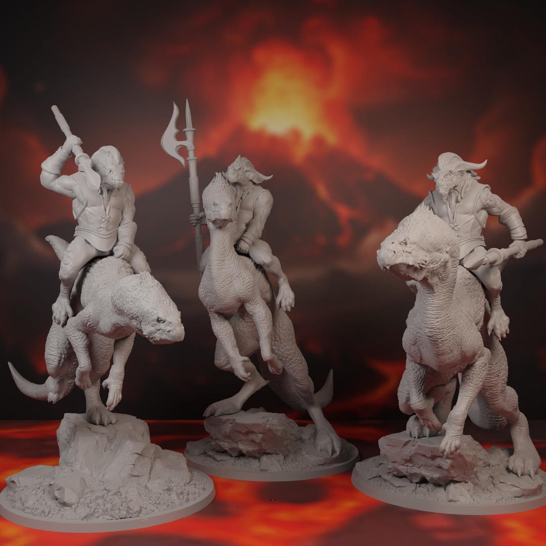 Drake Rider Miniature Pack: Dragonborn Cavalry, Draconic Lizard Mount ...