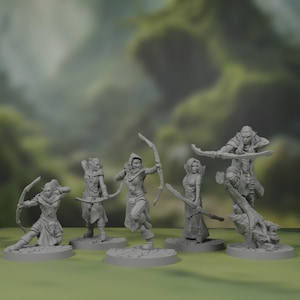 Female Wood Elf Archer Miniatures | Wood Elf | High Elf | Rogue | Ranger | Fighter | Minis | Pack | Set | Bundle | DnD | Pathfinder | TTRPG