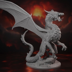 Red Dragon Miniature 1-3 | Available In Three Different Looks | Huge Mini | DnD | Pathfinder | TTRPG | 3D Printed | Resin