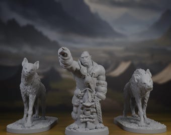 Orc Hyena Handler Minitaure | Gaint Hyena Miniatures | Half-Orc | Miniature Pack | Set | Bundle | DnD | Pathfinder | TTRPG | 3D Printed