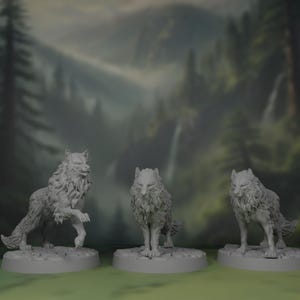 Wolf Miniatures | DnD Wolves | Wild Shape Minis | Familiar Models | Beast Figures | Miniature Pack | Set | Bundle | DnD | Pathfinder | TTRPG