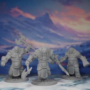 Polar Bear Warrior Miniatures | Arctic Bear Fighter Minis | Werebears | Lycanthrope Figures | Pack | Set | Bundle | DnD | Pathfinder