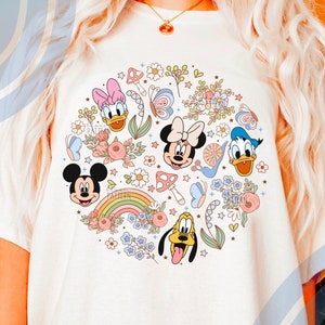 Magical Mouse Flower Bouquet Sublimation Design, Spring Png Design, Retro Sublimation PNG