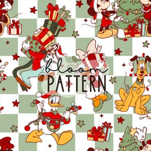 Christmas Magical Seamless Pattern, Magical Christmas Tree Mouse Seamless pattern Design, Fabric Design Sublimation