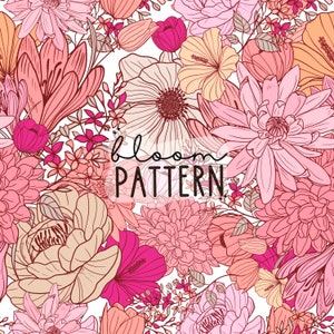 Flower Boho Floral Print Seamless Pattern Repeating File for Fabric Printing Sublimation Commercial Use