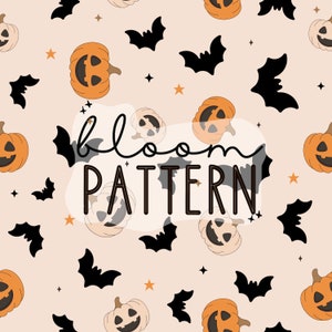 Retro Halloween Seamless Pattern, Seamless Pattern, Pumpkin Seamless Pattern