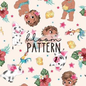 Sea Princess Seamless Pattern, Magical Seamless Pattern