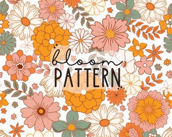 Flower Boho Floral Print Seamless Pattern Repeating File Neutral Flower ...