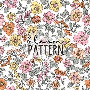 Spring Summer Boho Floral Print Seamless Pattern Repeating File for Fabric Printing Sublimation Commercial Use