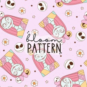 Nightmare Halloween Seamless Pattern, Skeleton Seamless Pattern, Halloween Seamless file for fabric sublimation