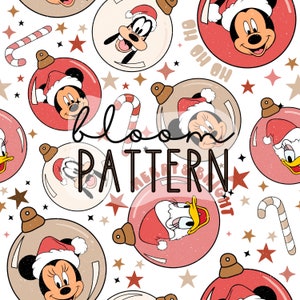 Christmas Magical Seamless Pattern, Magical Christmas Tree Mouse Seamless pattern Design, Fabric Design Sublimation