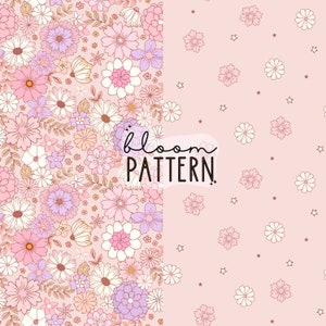 Bundle of 2 Flower Boho Floral Print Seamless Pattern Repeating File for Fabric Printing Sublimation Commercial Use