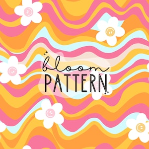 Groovy retro Seamless Pattern, Summer daisy Pattern, Waves seamless pattern for retro floral fabric sublimations