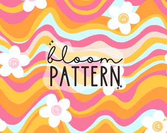 Groovy retro naadloos patroon, zomer madeliefjepatroon, golven naadloos patroon voor retro bloemenstoffen sublimaties
