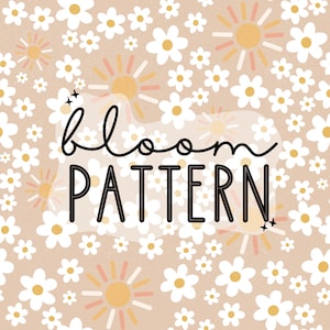 Sun Spring Summer Boho Floral Print Seamless Pattern Repeating File for Fabric Printing Sublimation Commercial Use