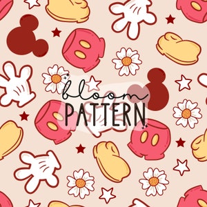 Magical Mouse Seamless pattern, Spring Gloves Mouse Seamless Pattern, Fabric Sublimation, Digital Design