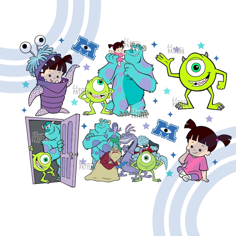 Boo And Randal Monster Sublimation Design, Cartoon PNG T Shirt Design, Monsters Check ...