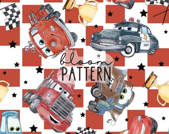 Cars Seamless Design, Magical Car Movie Seamless Pattern, Fabric Sublimation