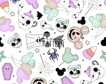 Halloween Seamless Design, Magical Pink Halloween Sublimation Fabric