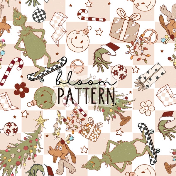 Christmas Magical Seamless Pattern, Hate Christmas Seamless pattern Design, Youre a Mean One Seamless Pattern, Fabric Design Sublimation