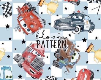 Cars Seamless Design, Magical Car Movie Seamless Pattern, Fabric Sublimation