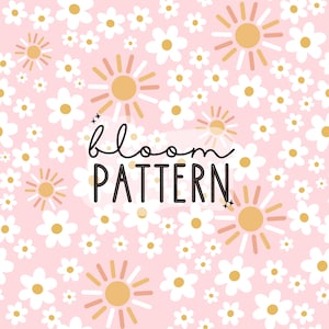 Sun Spring Summer Boho Floral Print Seamless Pattern Repeating File for Fabric Printing Sublimation Commercial Use